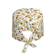 thumbnail image 2 of Kdxio Bee and Flowers Pattern Turban Hat for Women Men Comfortable Adjustable Cleaning Working Cap with Sweatband, 2 of 8