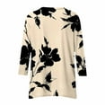 thumbnail image 5 of CYMMPU 3/4 Sleeve Blouses for Women Dressy Casual Floral Printed Spring Tops Round Neck Loose Fit Tunic Tops Fall Fashion Shirts Flare Hem Hide Belly Tops to Wear with Leggings T-Shirts Khaki S, 5 of 6