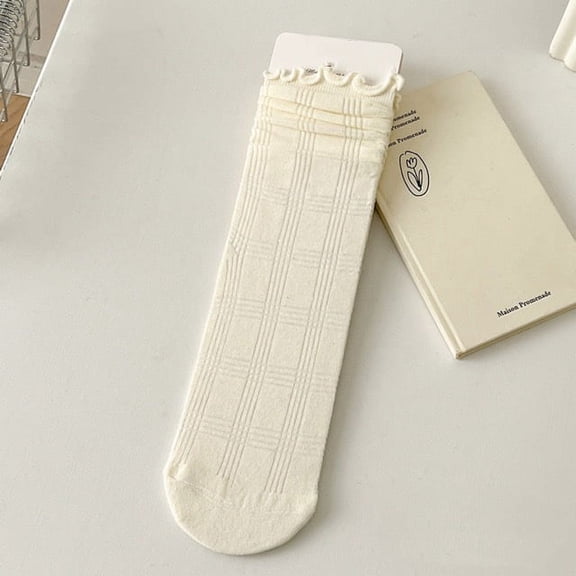 ERDOUY 6 Pairs Women’s Soft and Thin Above - Ankle Cotton Crew Socks (White A16)