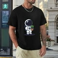 thumbnail image 4 of Hanmun Men's Astronaut Short Sleeve T-Shirts Cotton Round Crew Neck Moisture Wicking Black USA, 4 of 9