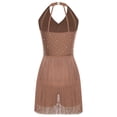 thumbnail image 5 of YiZYiF Women's Latin Leotard Dress Halter Neck Fringe Dance Costume for Modern Jazz Samba Rumba Cha Cha Coffee XXL, 5 of 6