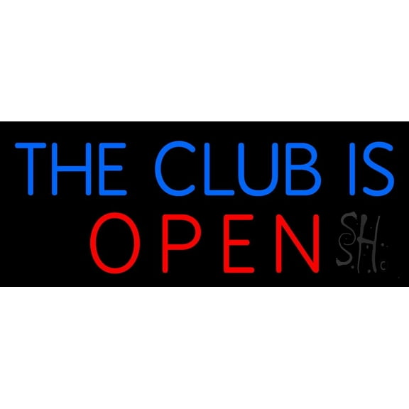 The Club Is Open LED Neon Sign 10 x 24 - inches, Clear Edge Cut Acrylic Backing, with Dimmer - Bright and Premium built indoor LED Neon Sign for Bar decor.