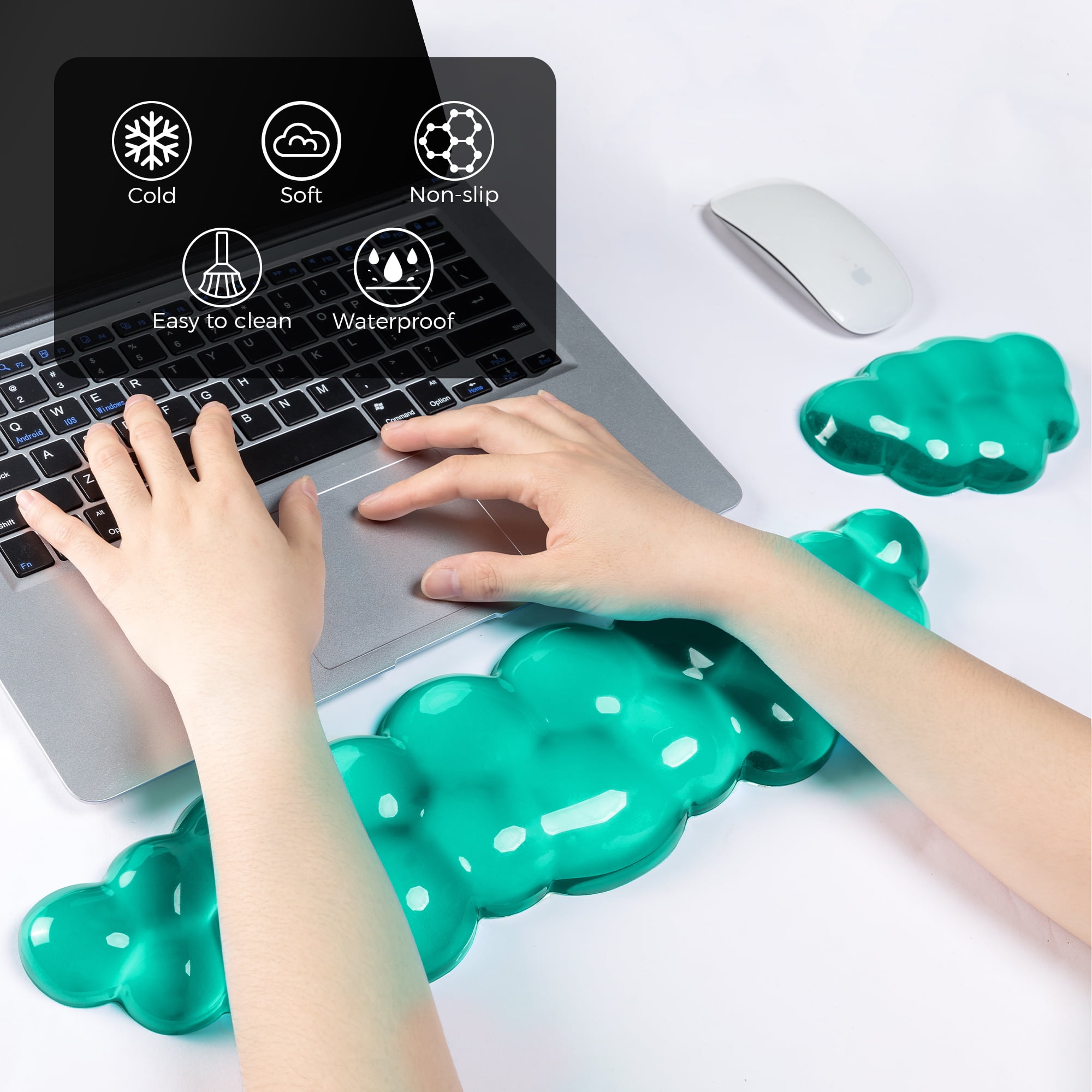 ABRONDA Gel Cloud Keyboard & Mouse Wrist Rest Set - Cloud Keyboard Wrist Rest Pad & Mouse Support for Office Gaming Pad Computer Laptop Ergonomic Comfortable Pain Relief- Cloud Pad Set