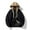 Black, variant on Men Patchwork Drawstring Hooded Corduroy Jacket Two-in-One Classic Zipper Button Long Sleeve Warm Coat Black L