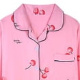 thumbnail image 3 of Guieoi Pajamas Sets for Women 2pc Women Casual Loose Printed Button Trundown Collar Long Sleeved Cardigan Pants Pajama Sets Pink M, 3 of 3