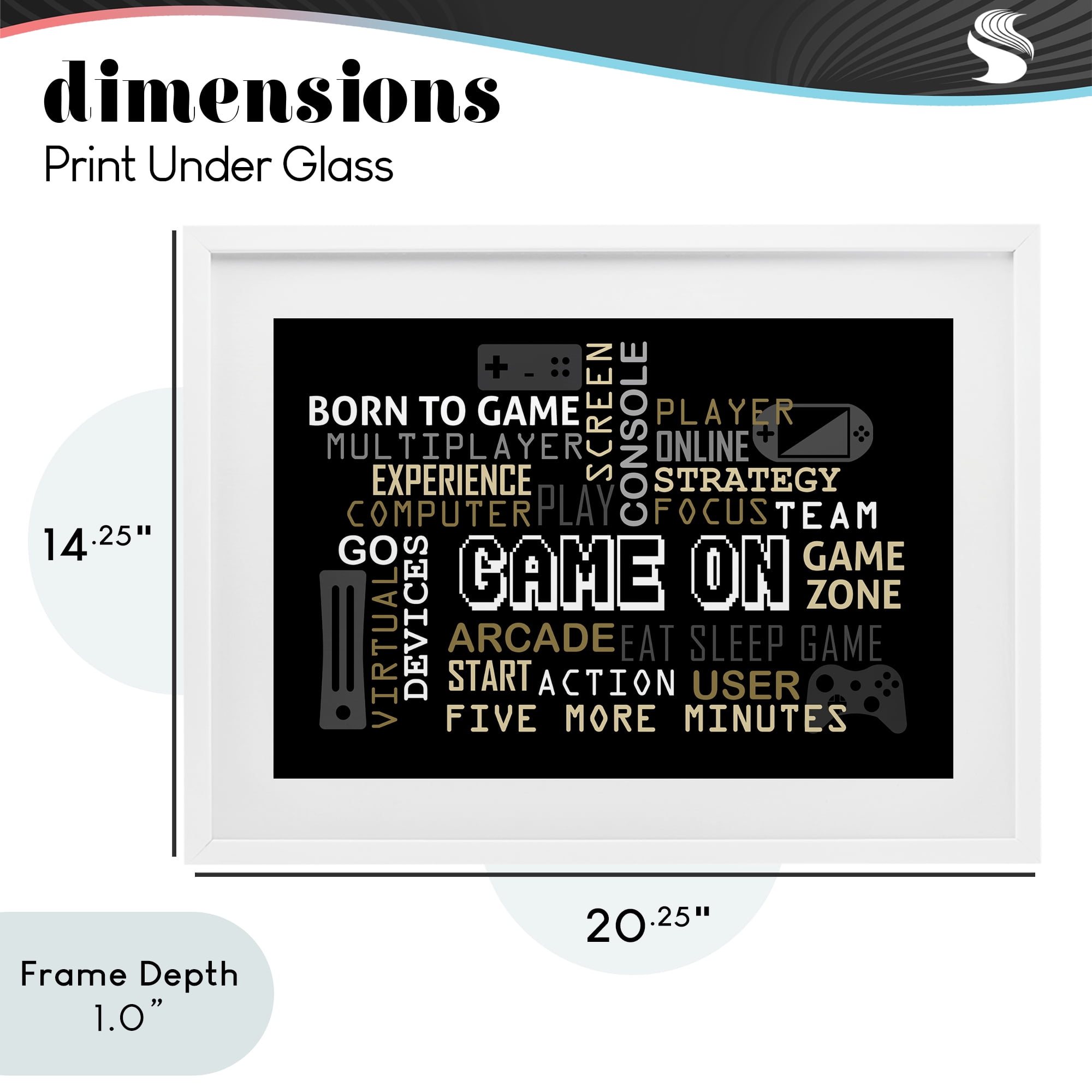 Stupell Industries Game On Gamer Typography White Framed Print Under Glass, design by Kim Allen