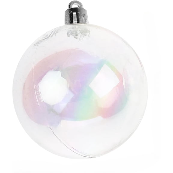 1.6 Inch Iridescent Ornaments Balls, 24Pcs Plastic Clear Christmas Balls Fill-able Mini Ornaments for Crafts Holiday Party Xmas Tree Decorations Home Decor