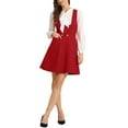 thumbnail image 2 of INSPIRE CHIC Pinafore Dress for Women's A-Line Double Breasted Overalls Suspenders XS Red, 2 of 5