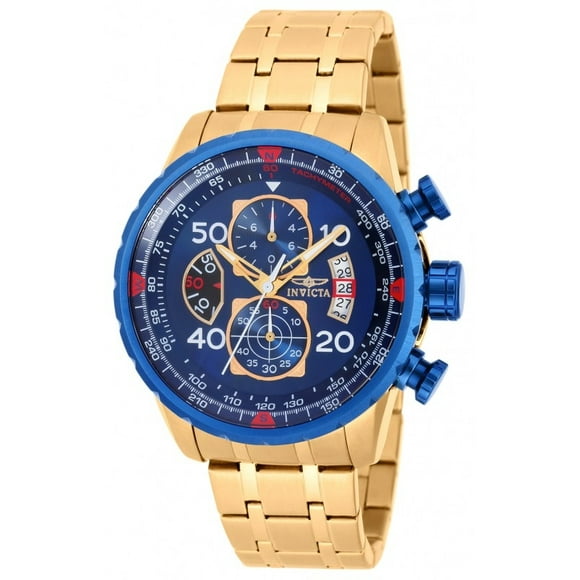 Invicta Aviator Chronograph Blue Dial 18kt Gold-plated Men's Watch 19173