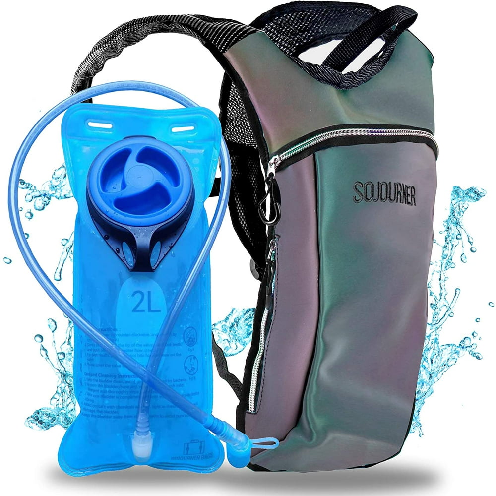 Hydration Pack Backpack 2Pocket with 2L Water Bladder (Luminous Green)