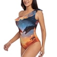 thumbnail image 3 of Picia Red And Blue Fire Cloud Dragon Pattern Women's One Piece Swimsuits,One Shoulder Swimwear Asymmetric ,Ruffle Monokinis Bathing Suits,High Waisted Flattering Bathing Suits-Medium, 3 of 8