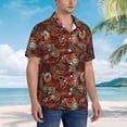 thumbnail image 3 of Balery Coffee Stamp Camisas hawaianas de manga corta para hombre, camisas playeras de corte holgado, camisas de vacaciones con botones,Large, 3 of 7