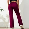 thumbnail image 4 of Women's High Waisted Bootcut Yoga Leggings - Slim Fit Bell Bottom Workout Pants, Wine Red Size XXXL, 4 of 6
