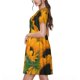 thumbnail image 2 of Fotbe Sunflowers 7 Vestido Largo de Moda para Mujer, Vestido Tipo Camiseta con Manga Corta y Estilo Casual a Rayas y Bloques de Color, 2 of 6