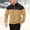 Khaki, variant on UTSJKR Men's Fashion Color Block High Neck Half-Zip Top, Solid Long Sleeve Pullover with Side Pockets, Urban Hip Hop Street Trendy Casual Clothing Khaki S