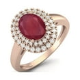 thumbnail image 2 of 2.10 Cts Oval Ruby Glass Filled Solitaire 925 Sterling Silver Rose Vermeil Halo Women Valentines Day Gifts Ring, 2 of 3