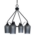 thumbnail image 1 of Odyssey Downlight, 4 Light, Chandelier In Matte Black Finish With 5" Smoke Textured Glass, 1 of 1
