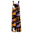 thumbnail image 4 of Halloween Jumpsuits for Women Skull Skeleton Wide Leg Backless Horror Rompers Candy Bat Sleeveless Spooky Overalls, L, 4 of 5