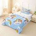 thumbnail image 2 of Manfei Cartoon Rainbow Twin Comforter Sets,Cute Unicorn Bedding Set,Blue,Polkadot Reversible,2 Pieces,1 Comforter and 1 Pillowcase, 2 of 7