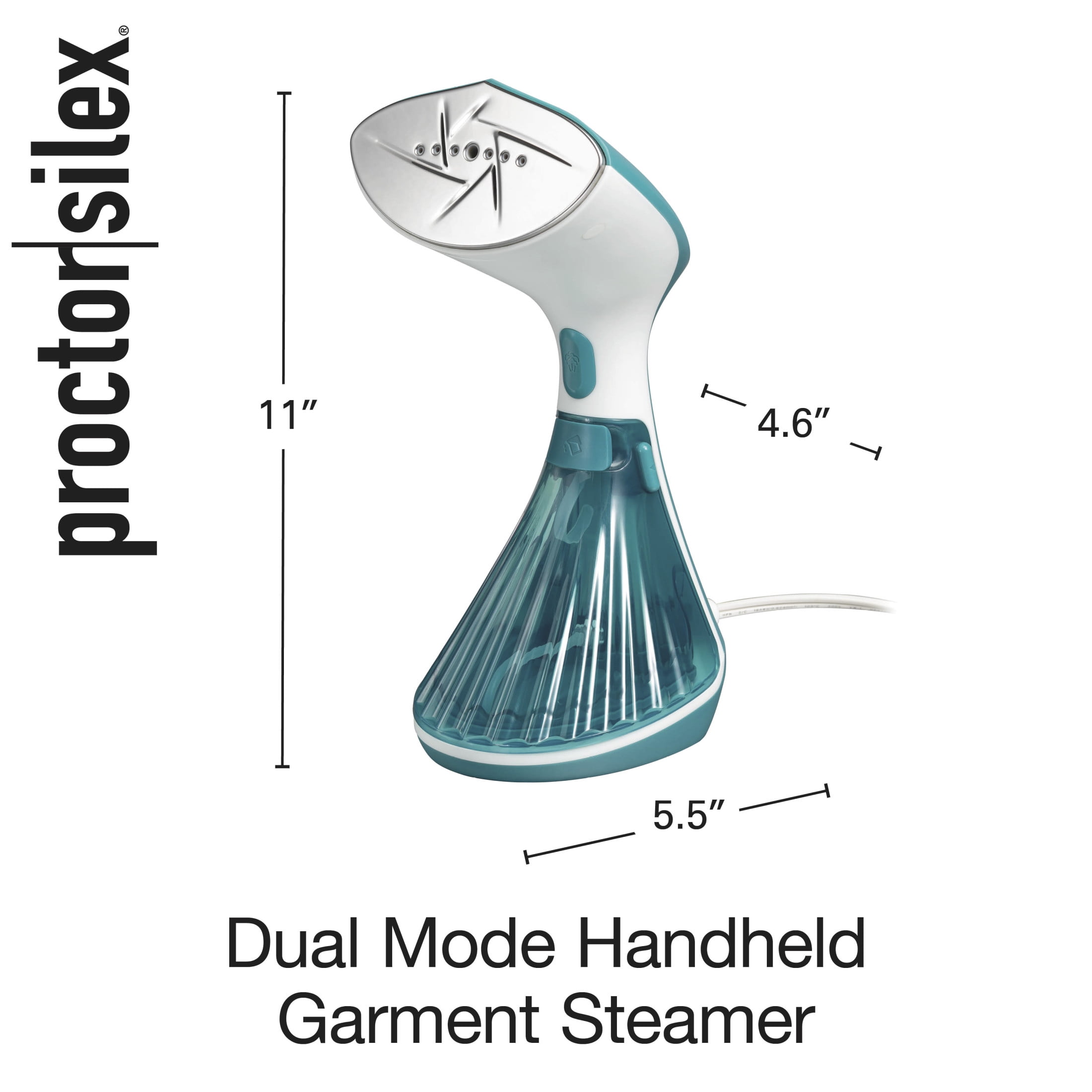 Proctor Silex Dual Mode Handheld Garment Steamer for Clothes, Removable 300 ml Water Reservoir, Turquoise