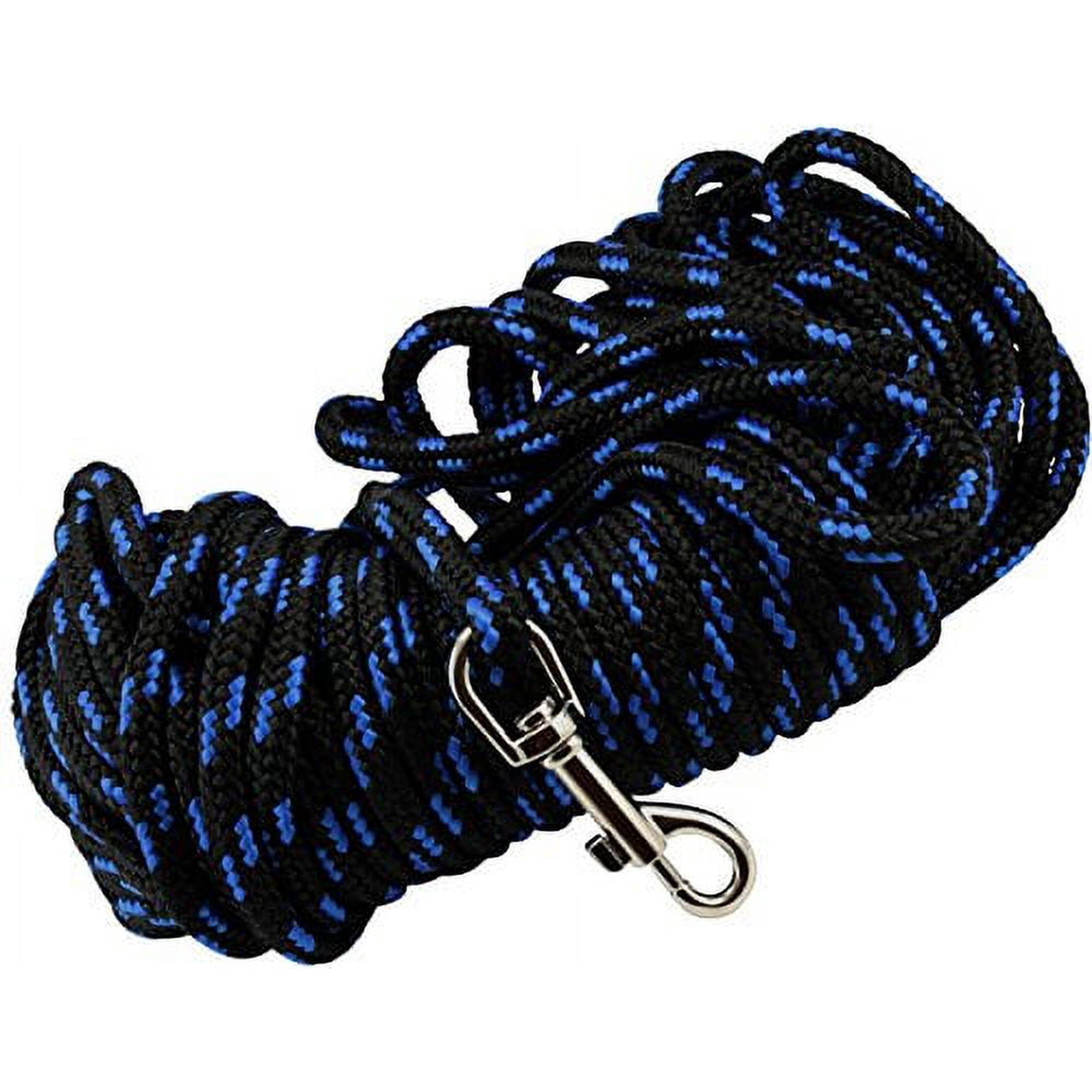 Dogs My Love Braided Nylon Rope Dog Leash Black/Blue 60Ft 3/8 Diam. Train. Lead Medium