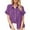 Purple, variant on Female Linen Button Down Shirt Women Petite Summer New Ladies Loose Blouses Cotton and Lapel Rolled Short Sleeve Button Shirt Tee Shirt Linen Blouse Plus Size Womens Linen Shirts