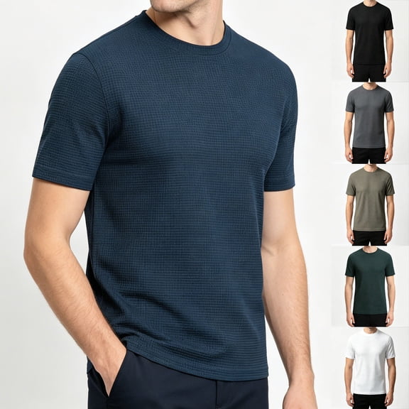 Kojanyu Men's Big & Tall Crew Neck T-Shirts Casual Short Sleeve Basic Shirts Lightweight Summer Athletic Tops, M-5XL
