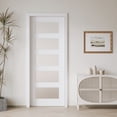 thumbnail image 2 of 30" X 96" Frosted Glass 5-Lite Sliding Pocket Door White Standard Door with Hardware Kit Set, 2 of 8