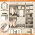 thumbnail image 2 of iSunirm 75 Inch Closet Organizer System, 3-in-1 Freestanding Closet Set, Wardrobe Closet with Hanging Rods, Drawers, and Adjustable Shelves, Walk-In Closet for Bedroom or Closet, White Oak, 2 of 8