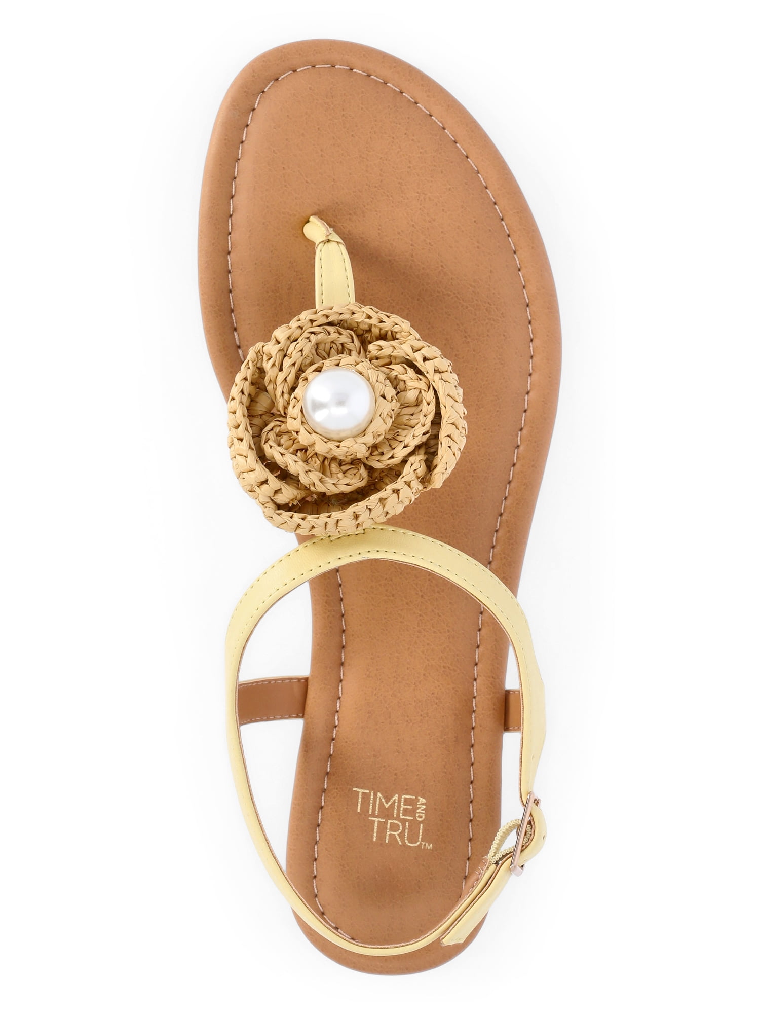 Time and Tru Women's Crochet Flower Thong Sandals