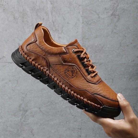 Hand-Stitched Leather Casual Walking Shoes