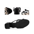 thumbnail image 2 of BLISSFUL STEP Pointed Toe Double Knotted Block Heel Slide Sandals for Women Black (Size 6.5), 2 of 4