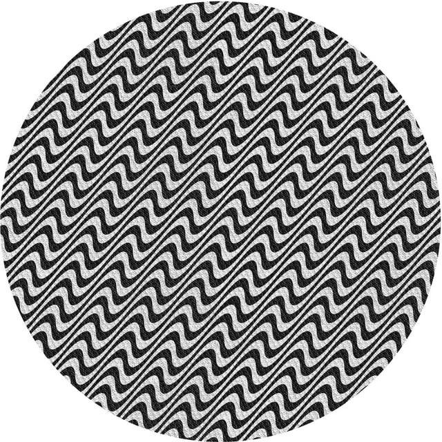Ahgly Company Tapis Rond Lavable en Machine Intérieur Transitionnel Gris Minuit, 3 Pieds Rond