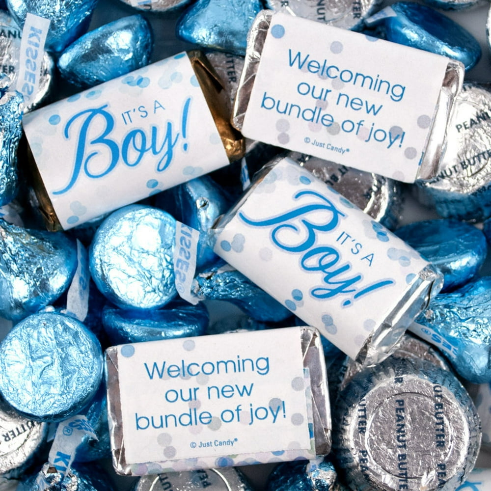 3lb It's a Boy Candy Blue Baby Shower - Hershey's Miniatures, Kisses & JC Peanut Butter Cups ...