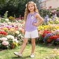 thumbnail image 2 of kpoplk Toddler Girl Clothes Summer Baby Girl Cute Sleeveless Tank Tops with Bow and Ruffled Shorts 2Pcs Outfits Set Size 12-18 Months,Purple, 2 of 8