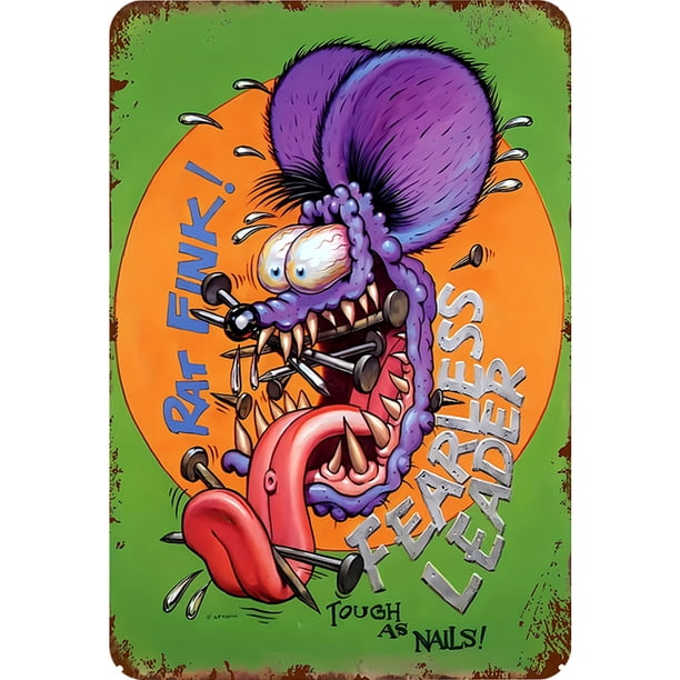 Hojalata Rectangular Likrtyny 20*30 Cm Plano Serie Caligrafía y Pintura Rat Fink