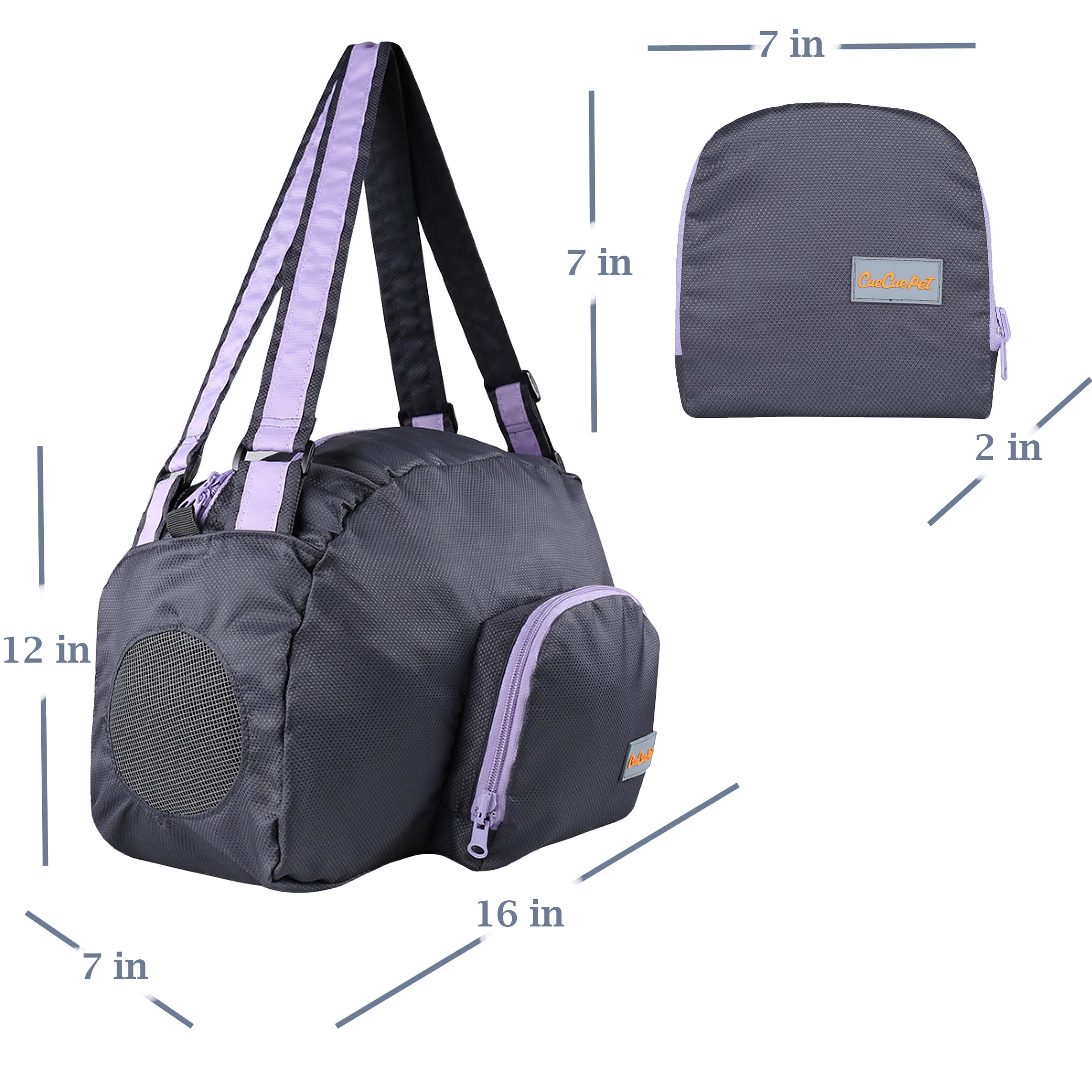 Foldable Soft Pet Carrier for Small Dogs & Cats – Lightweight Airline-Approved Travel Bag with Mesh Ventilation & Shoulder Strap – For Puppies, Kittens, Rabbits – Black Purple