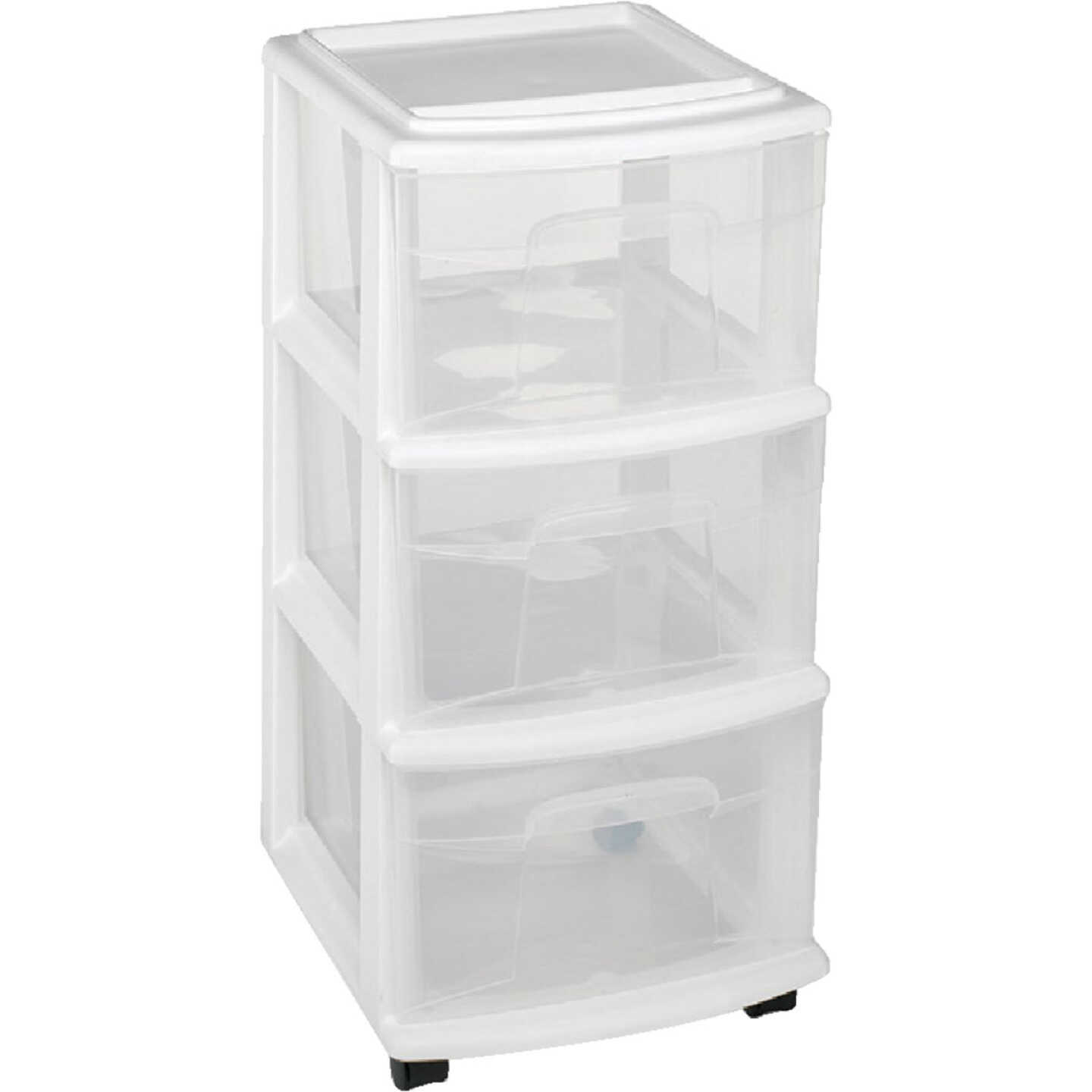 Homz 12 In. x 27 In. x 14 In. White 3Drawer Storage Unit with Castors