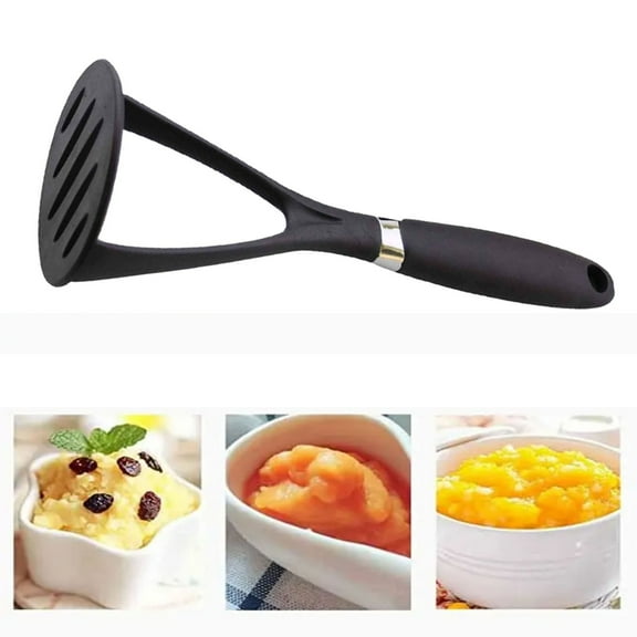 1Pc Heavy Duty Versatile Masher,Silicone Potato Masher Vegetable Masher,Soft Grips Silicone Masher For Bean Vegetable Fruits,Cooking Potato Masher,Sturdy and Heat Resistant,Kitchen Tool,Black