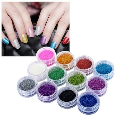 Zodaca 12 Colors Nail Art Glitter Sparkling Powder Dust For Uv Gel Zodaca 12 Colors Nail Art Glitter Sparkling Powder Dust For Uv Gel