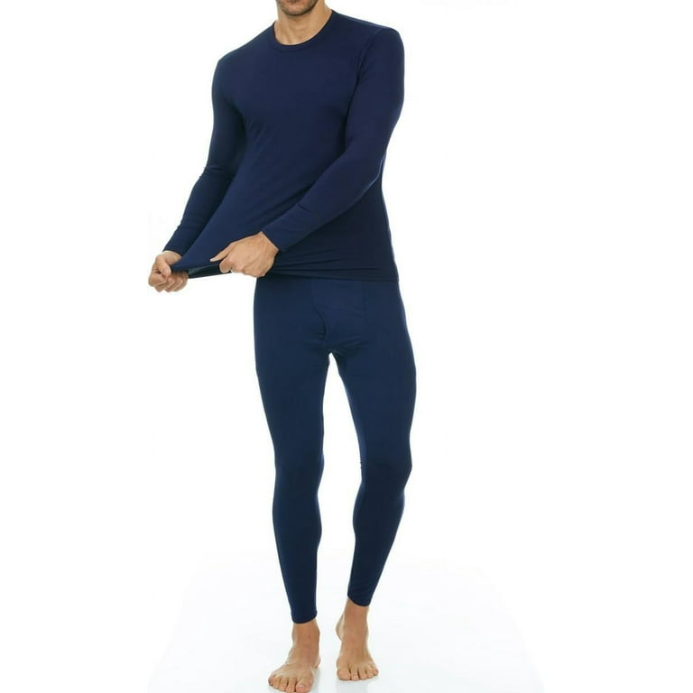 Men Winter Fleece Lined 100% Cotton Thermal Long Johns Top Bottom Underwear  Set 
