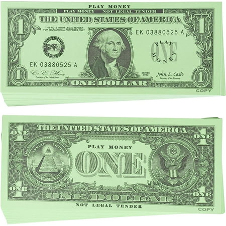LEARNING ADVANTAGE One Dollar Play Bills - 100 $1 Paper Bills - Realistic Dollar Design and Size - Teach Currency, Counting and Math with Fake Cash