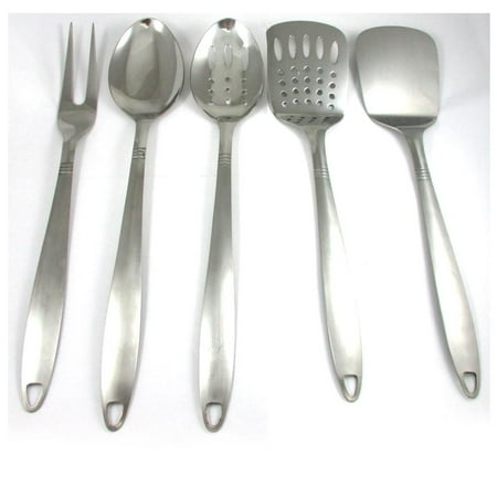 - 5 Stainless Steel Kitchen Cooking Utensil Set Serving Tools Server Spatula Spoon