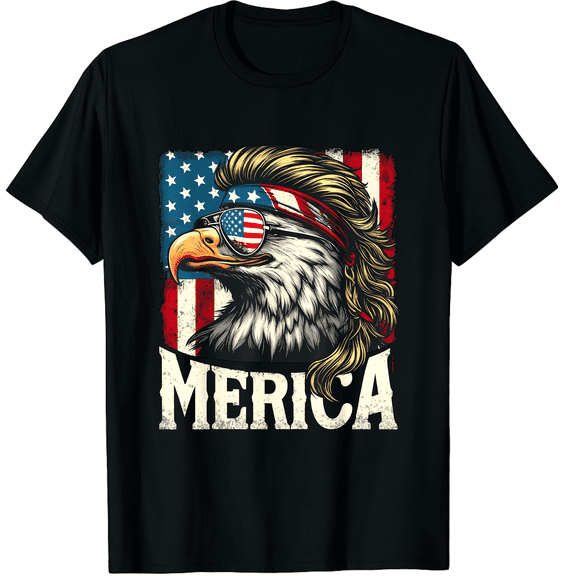 Merica Eagle Mullet US Flag Bandana Funny Unisex T-Shirt