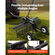 VEVOR 48in Landscape Rake, Pull Behind Lawn Rock Rakes for ATV Mower Tractors, 24 Durable Steel Tines, Adjustable Height & Angle, Heavy Duty Dethatcher Rake for Leaves Debris