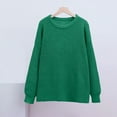 thumbnail image 4 of Lovskoo 2024 Sweaters for Women Long Sleeve 2023 Loose Round Neck Solid Color Lazy Style Knitted Pullover Sweater Green, 4 of 7