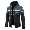 thumbnail image 2 of DeHolifer Men's Winter Coat Ethnic Style Printed Zipper Sweater Long Sleeve Hooded Outwear Casual Coat Blue XL, 2 of 8