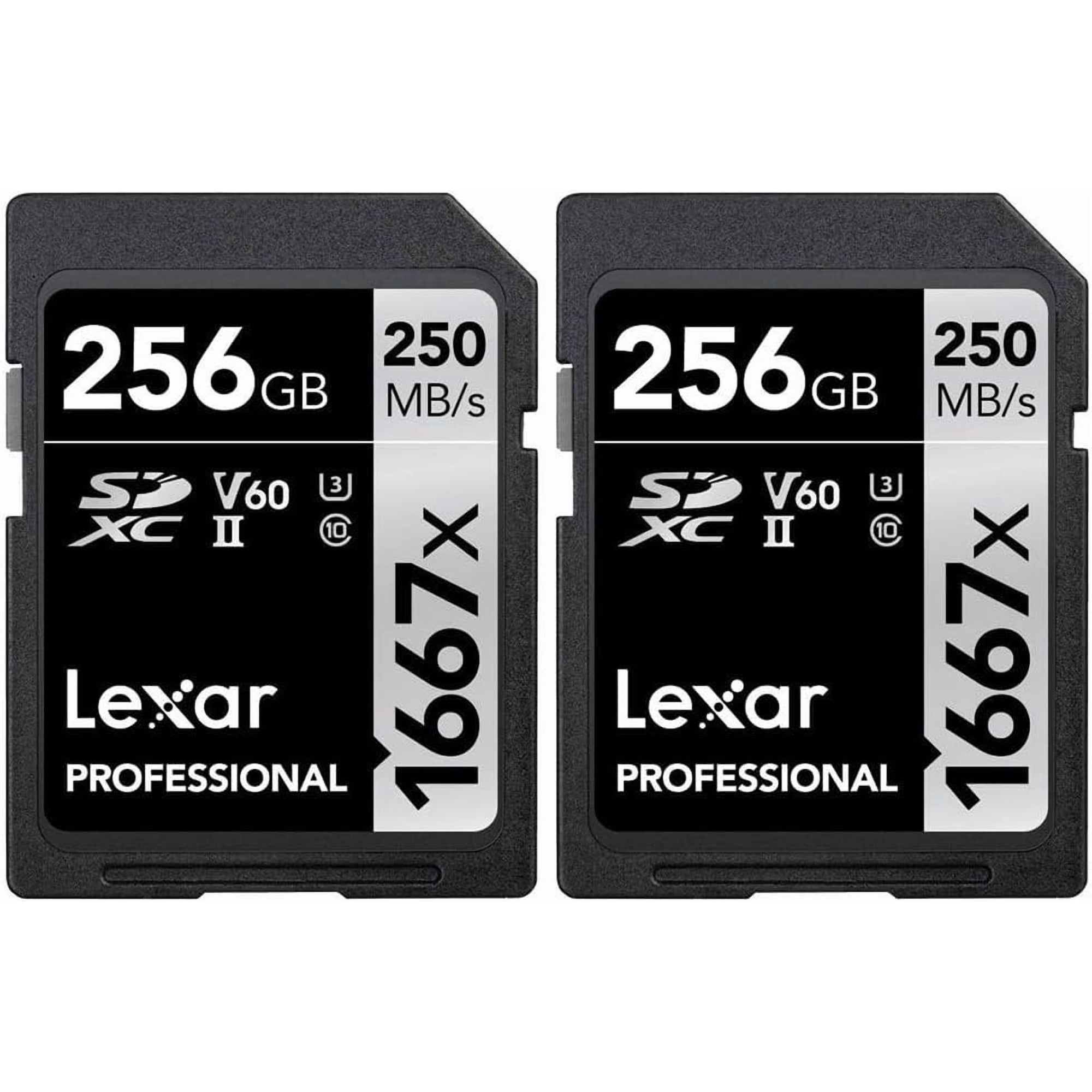 Lexar Professional SDHC/SDXC 1667x UHS-II 256gb Memory Card 2 Pack LSD256CBNA1667