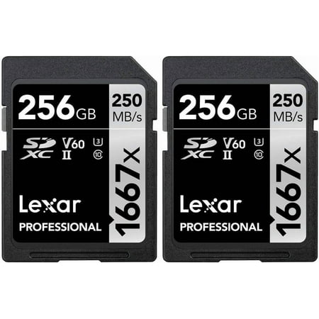 Lexar Professional SDHC/SDXC 1667x UHS-II 256gb Memory Card 2 Pack LSD256CBNA1667