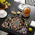 thumbnail image 3 of Black Boho Placemats Set of 8, Ethnic Country Colorful Abstract Floral Motifs Placemats for Dining Table, Place Mats for Kitchen Tabletop, Waterproof Wipeable Dining Table Mats Set, 3 of 9